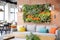 vertical garden wall in a bright urban loft