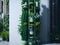 Vertical Gardening with Green Flowers and Plants - Created with generative AI