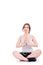 Vertical girl photo in lotus position