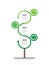 Vertical Green Timeline infographics with leaves. The development and growth of the eco business. Time line of trends graph.