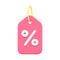 Vertical hanging percentage tag rope on ring hole seasonal financial sale 3d icon realistic vector