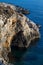 Vertical high angle shot of the rocks in the Kamenjak coast in Istria, Croatia