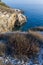 Vertical high angle shot of the rocks in the Kamenjak coast in Istria, Croatia