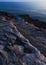 Vertical high angle shot of the rocks in the Kamenjak coast in Istria, Croatia