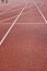 Vertical high angle shot of the running track ground in the stadium