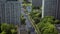 Vertical High Panorama of Modern City with Road, Skyscrapers, and Cunstruction