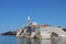 Vertical of the historical Bell Tower in Rab town on Rab Island, Croatia