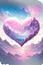 Vertical illustration of a cloudy heart with a soft pastel background