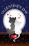 Vertical illustration Valentine's day card template of a pair of wolves looking at the full moon