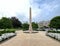 Vertical image of Greenwich`s World War I monument, a 50-foot obelisk that sits in a small