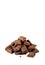 Vertical Image of Pile of Chocolate Chunks Isolated on White Background