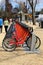 Vertical image in rows of bicycles, offering a way around the city, Washington, DC, 2017