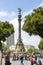 Vertical image of the towering statue of Christopher Columbus