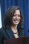 Vertical image of United States Vice President Kamala Harris in a professional setting