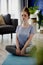 Vertical image of woman meditating at home