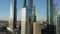 A vertical inspection of beautiful skyscrapers near the busy highway