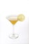 Vertical isolated shot of a glass of margarita with a lemon slice - perfect for menu usage