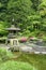 Vertical Japanese outdoor stone lantern in the zen garden