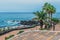 Vertical Jardines de Playa Chica garden with terraces on the coast of the Ocean