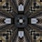 Vertical kaleidoscope pattern of the architecture of a cathedral