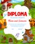 Vertical kids diploma, fantasy mushroom, carrot