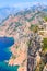 Vertical landscape of Corsica, rocks and sea