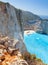 Vertical landscape of Navagio bay