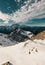 Vertical landscape view of snowy Hohes Brett, Berchtesgaden Alps with sky background, Germany