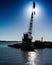 Vertical lifting hoisting crane ship silhouette