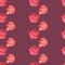 Vertical linear seamless pattern with red roses on a burgundy background.