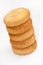 Vertical lined cookies on a white background