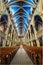 Vertical low angle shot of the interior of Notre Dame Cathedral Basilica in Ottawa, Canada