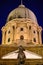 Vertical low angle shot of a traditional old building of royal castle in Budapest at night