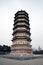 Vertical low angle skyline of the Wanbu Huayanjing pagoda tower, Hohhot white in Hohhot, China