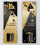 Vertical luxury gold black banners. Ornamental flower elements, black gift and triangle design elements