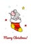 Vertical Merry Christmas and Happy New Year greeting card with a cute mouse. Hand drawn vector illustration