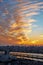 Vertical modern cityscape building bird eye aerial view with Mount Fuji under sunrise and morning blue bright sky in Tokyo,Japan