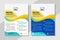 Vertical modern wave fluid background template with gradient yellow and blue gradation for promotional.