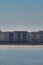 Vertical morning view of the buildings on the shore of the sea in Coruna, Galicia, Spain