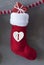 Vertical Nicholas Boot With Gift, Cement Background, First Advent