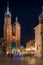 Vertical night view of the Church of St. Mary in Krakow