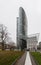 Vertical panorama of the GAP15 Business tower in DÃ¼sseldorf located at the Graf Adolf Platz