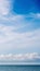 VERTICAL PANORAMA real photo natural cloudscape wallpaper. Beautiful white fluffy cumulus clouds summer blue sky calm