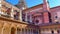 Vertical panorama of the Small Cloister of Certosa di Pavia Monastery, Italy