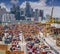 Vertical panoramic top view on Singapore harbor