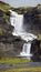 Vertical Panoramic view of Ofaerufoss waterfall in Eldgja Canyon, in southern highlands of Iceland