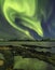 Vertical photo of Aurora Borealis, Lofoten, Norway.