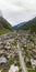 Vertical photo of beautiful aerial landscape view of Zermatt Valley