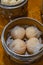 Vertical photo of Chinese dimsum- steamed shrimp crystal dumpling