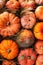 Vertical photo orange pumpkin mini seasonal harvest autumn farm background